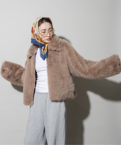 コート アウター リッチファー ショートブルソン レディース