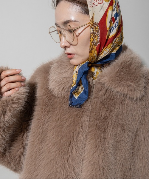 美品 リズリサ ラビットファー ショートコート ジャケット ミックス 茶