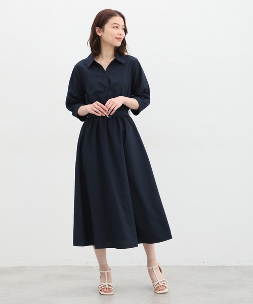 「Honeys」 「GLACIER」シャツワンピース M ホワイト×ブルー レディース_画像3