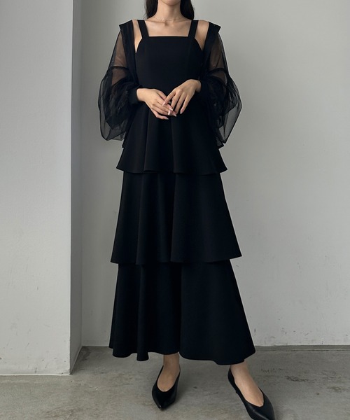 「Louere」 キャミソールワンピース MEDIUM チャコール レディース_画像2