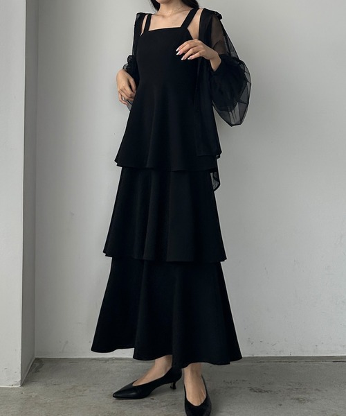 「Louere」 キャミソールワンピース MEDIUM チャコール レディース_画像3