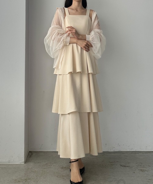 「Louere」 キャミソールワンピース MEDIUM チャコール レディース_画像6