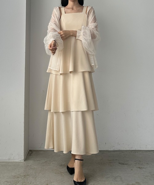 「Louere」 キャミソールワンピース MEDIUM チャコール レディース_画像7