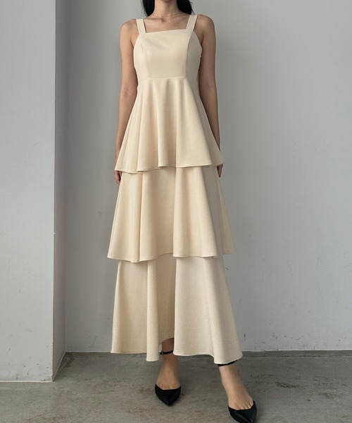 「Louere」 キャミソールワンピース MEDIUM チャコール レディース_画像8