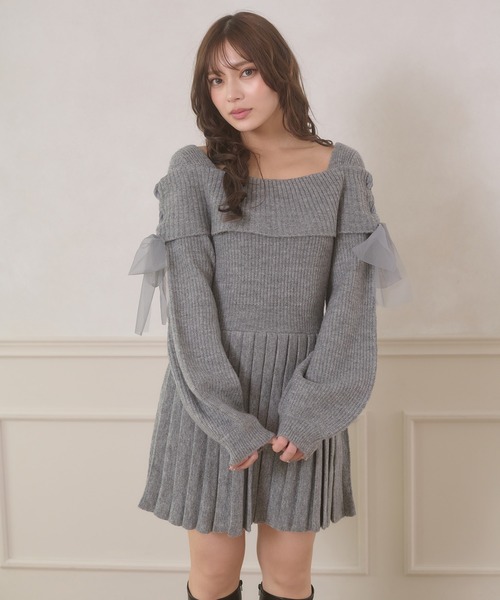 Ambre Neige（アンブルネージュ） ワンピース saide lace up pleated