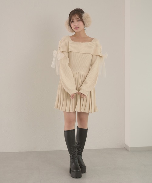 Ambre Neige（アンブルネージュ） ワンピース saide lace up pleated
