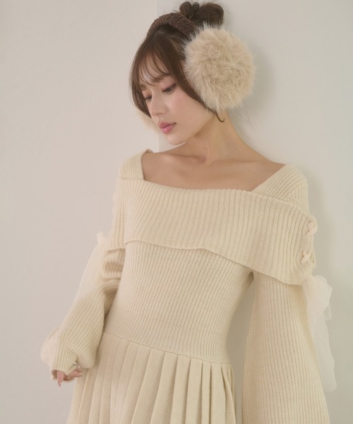 Ambre Neige（アンブルネージュ） ワンピース saide lace up pleated