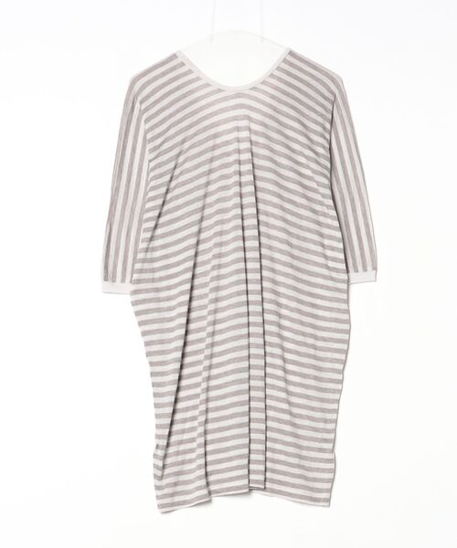 「nitca」 ボーダー柄7分袖ワンピース FREE ベージュ レディース_画像2