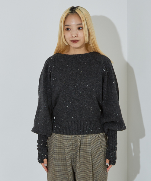 「NOMINE」 長袖ニット フリー チャコールグレー レディース_画像2