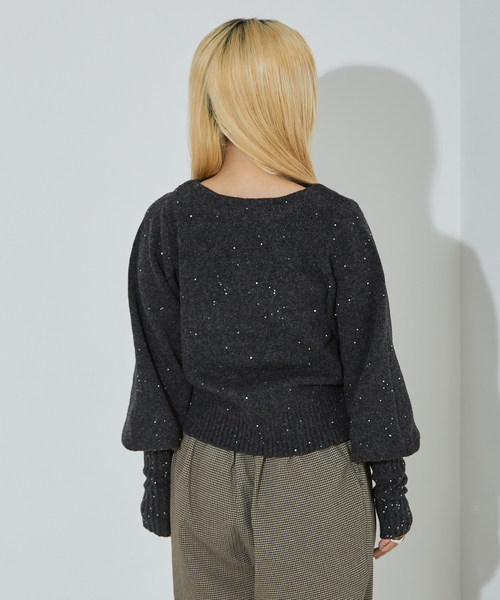 「NOMINE」 長袖ニット フリー チャコールグレー レディース_画像4