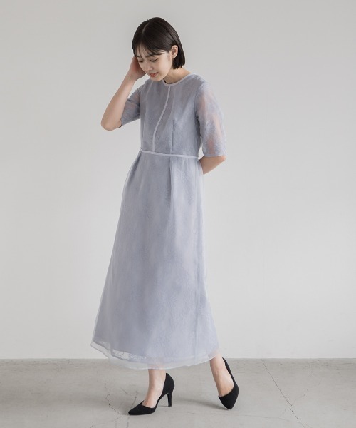 「kaene」 半袖ワンピース 34 サックスブルー レディースの画像