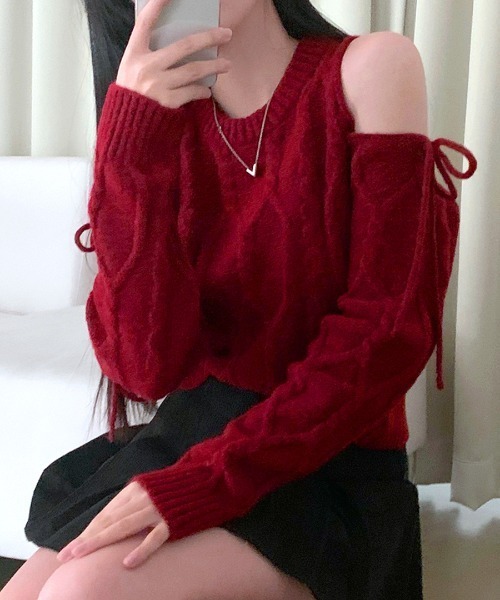 「Riff」 長袖ニット FREE ライトベージュ レディース_画像3