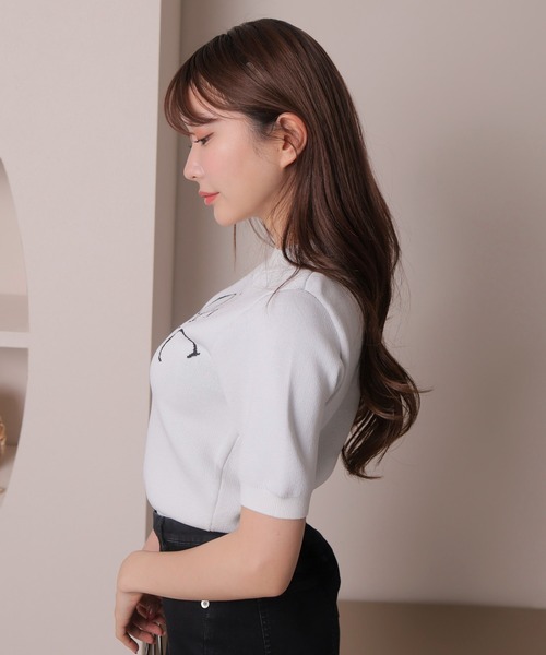 「LIPSERVICE」 半袖ニット FREE ホワイト レディース_画像5
