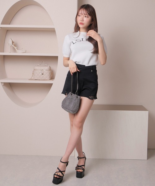 「LIPSERVICE」 半袖ニット FREE ホワイト レディース_画像9