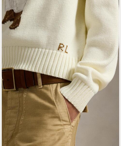poloベアー刺繍クリーム色コットンニットセーター POLO RALPH LAUREN（ポロ・ラルフローレン） ニット セーター Polo