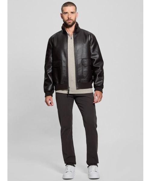 GUESS（ゲス） レザージャケット X-LARGE ブラウン メンズ : ZOZOTOWN