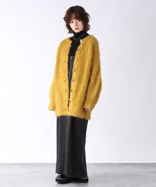 「JEANASIS」 ニットカーディガン FREE イエロー レディース_画像2