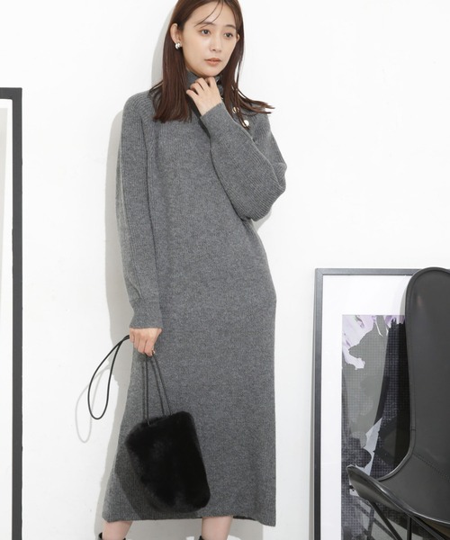 「NANO universe」 ニットワンピース FREE グレー レディース_画像3