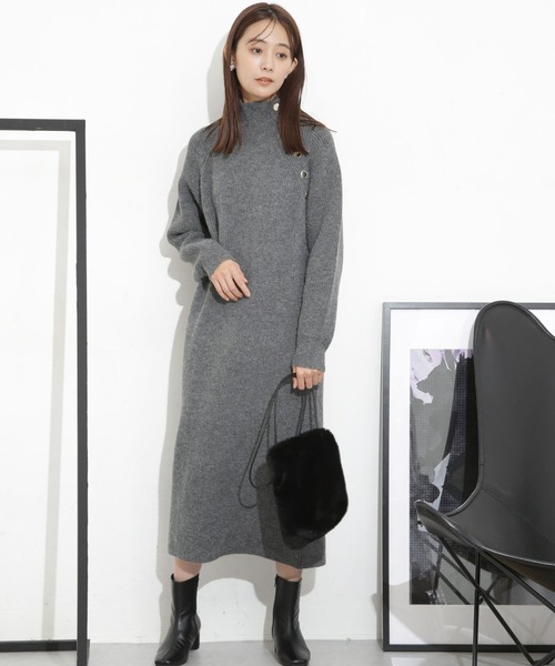 「NANO universe」 ニットワンピース FREE グレー レディース_画像5