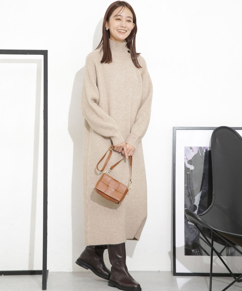 「NANO universe」 ニットワンピース FREE グレー レディース_画像9