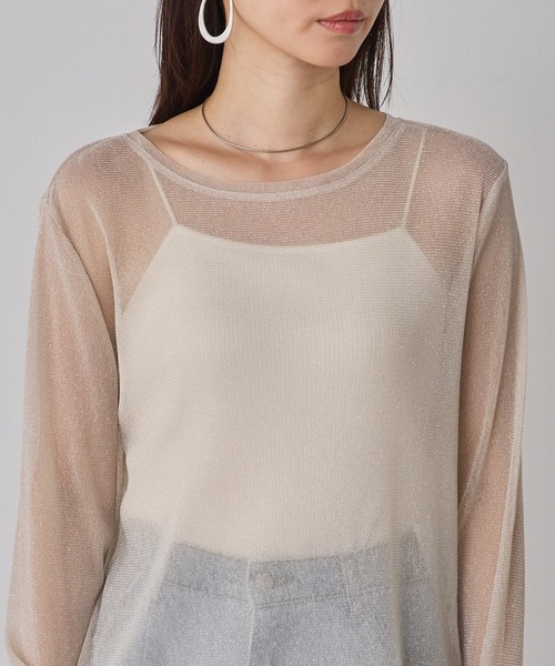 hunch（ハンチ） tシャツ ラメシアークルーネックトップス レディース