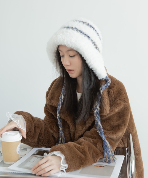 LA VORAGINE（ラ ヴォラジネ） ニット帽 ニットキャップ 防寒フリース