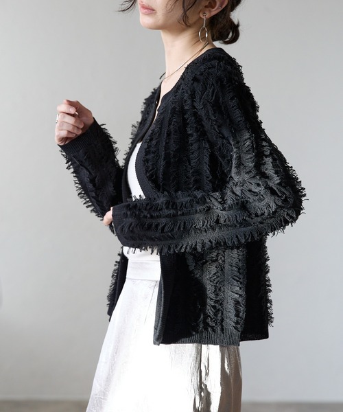 「each」 カーディガン FREE ブラック レディース_画像4