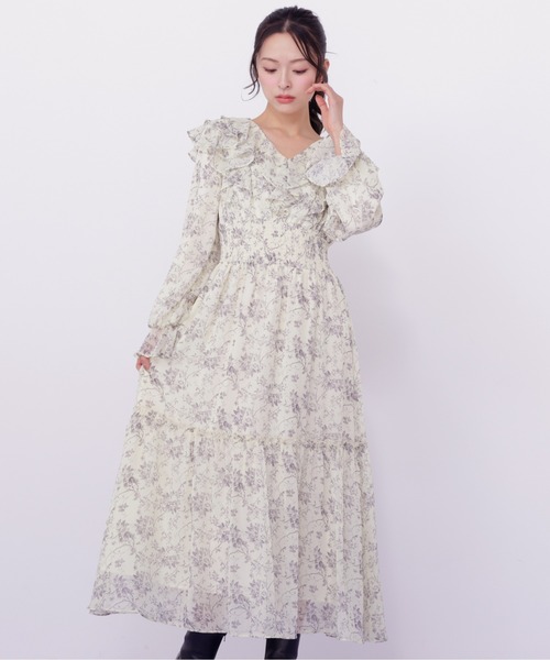 新品未使用　ジルスチュアート　花柄フリル付きワンピース サイズ2 JILL by JILL STUART（ジルバイジルスチュアート） ワンピース 花柄