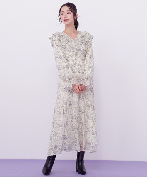 新品未使用　ジルスチュアート　花柄フリル付きワンピース サイズ2 JILL by JILL STUART（ジルバイジルスチュアート） ワンピース 花柄