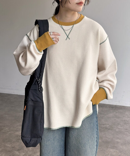 「CPCM」 長袖カットソー LARGE ネイビー レディース_画像6