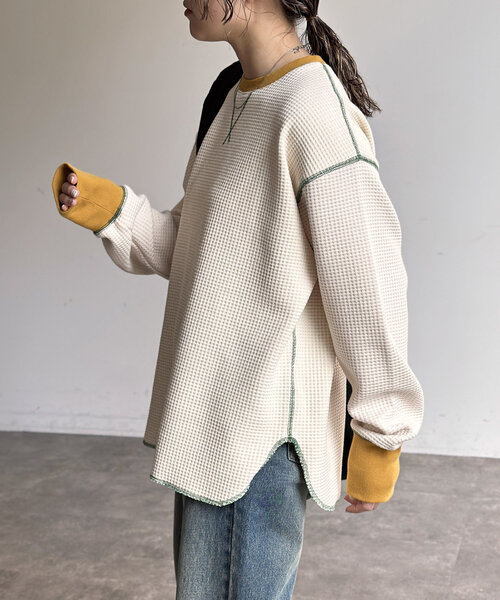 「CPCM」 長袖カットソー LARGE ネイビー レディース_画像8