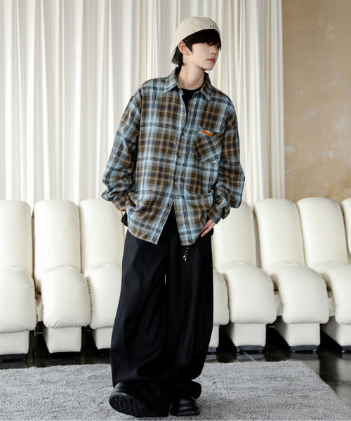 「neos」 長袖シャツ MEDIUM グリーン系その他 メンズ_画像3