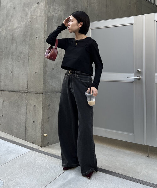 「Jena espace merveilleux」 デニムパンツ 38 ブラック レディース_画像2