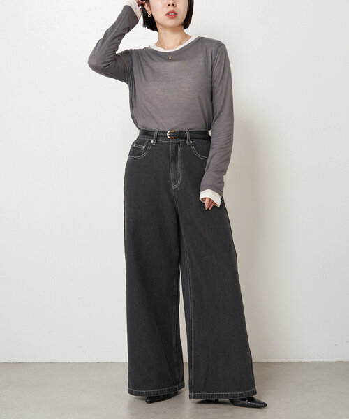 「Jena espace merveilleux」 デニムパンツ 38 ブラック レディース_画像5