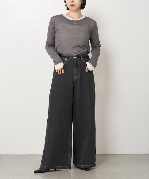 「Jena espace merveilleux」 デニムパンツ 38 ブラック レディース_画像6