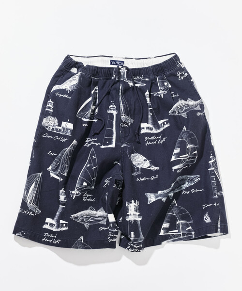 NAUTICA（ノーティカ） ハーフパンツ パンツ 短パン OCEAN総柄 ツイル