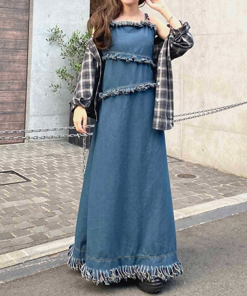 「NANEA」 キャミソールワンピース MEDIUM ブルー レディース_画像5