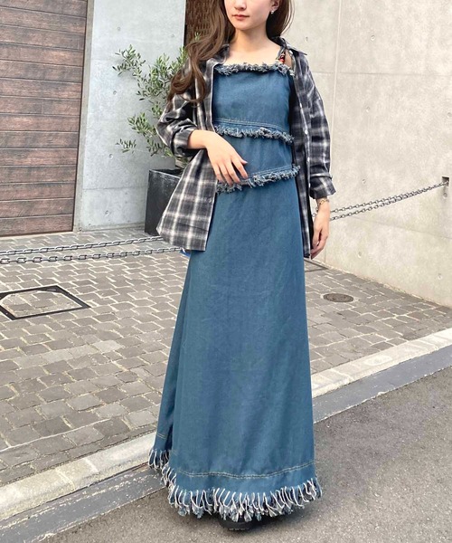 「NANEA」 キャミソールワンピース MEDIUM ブルー レディース_画像8