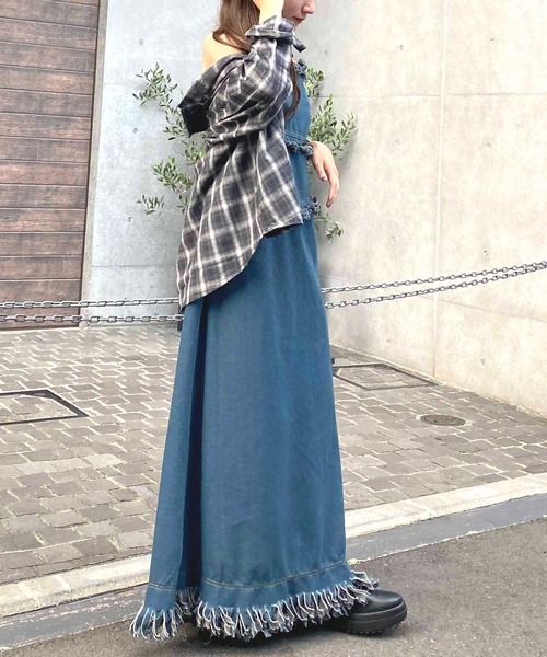 「NANEA」 キャミソールワンピース MEDIUM ブルー レディース_画像9