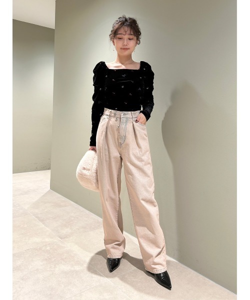 「LILY BROWN」 長袖カットソー FREE レッド レディース_画像6