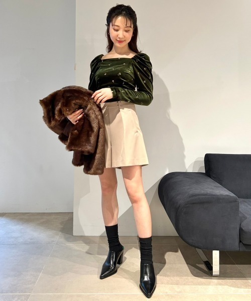 「LILY BROWN」 長袖カットソー FREE レッド レディース_画像7