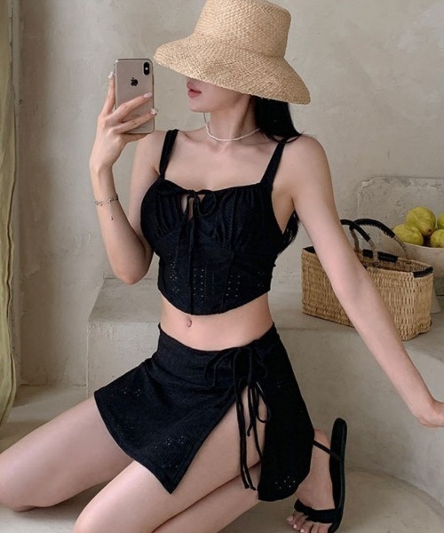 JUDINブラックリボン付きセパレート水着 水着 リボンデザインセパレート水着 レディース : ZOZOTOWN Yahoo!店