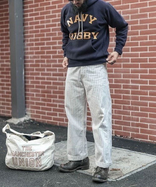 ワイドパンツ パンツ ヴィンテージライク ウォバッシュストライプペインターパンツ メンズの画像