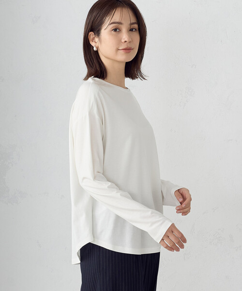 「COMME CA ISM」 長袖カットソー MEDIUM グレイッシュベージュ レディース_画像5
