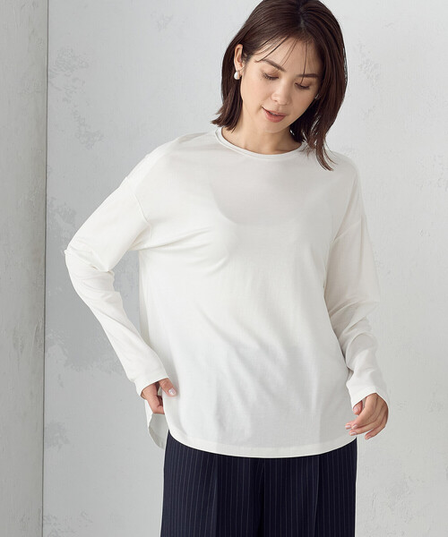 「COMME CA ISM」 長袖カットソー MEDIUM グレイッシュベージュ レディース_画像6