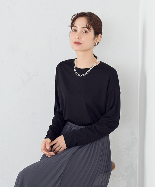 「COMME CA ISM」 長袖カットソー MEDIUM グレイッシュベージュ レディース_画像9