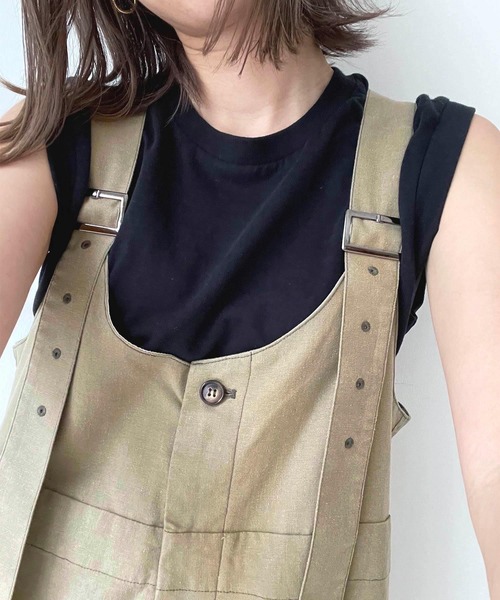 CANAL JEAN（キャナルジーン） オーバーオール 38 カーキ レディース
