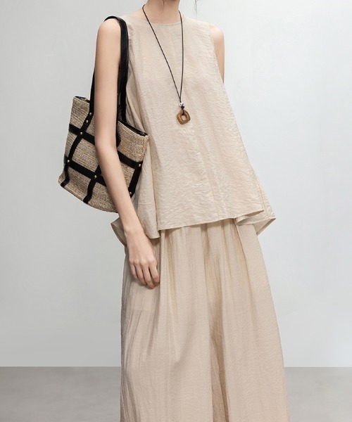 Aelina セットアップ ノースリーブトップス＆リラックススラックス