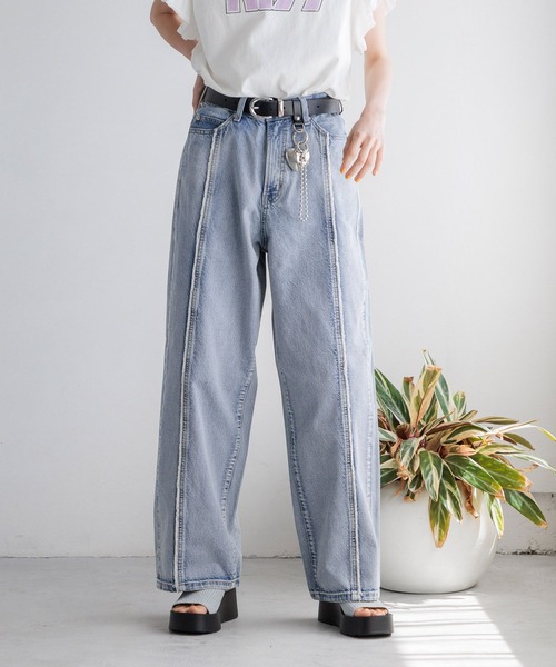 「LOWRYS FARM」 デニムパンツ SMALL ブルー レディース_画像2
