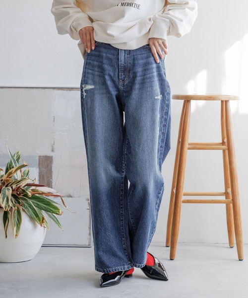 「LOWRYS FARM」 デニムパンツ SMALL ブルー レディース_画像3
